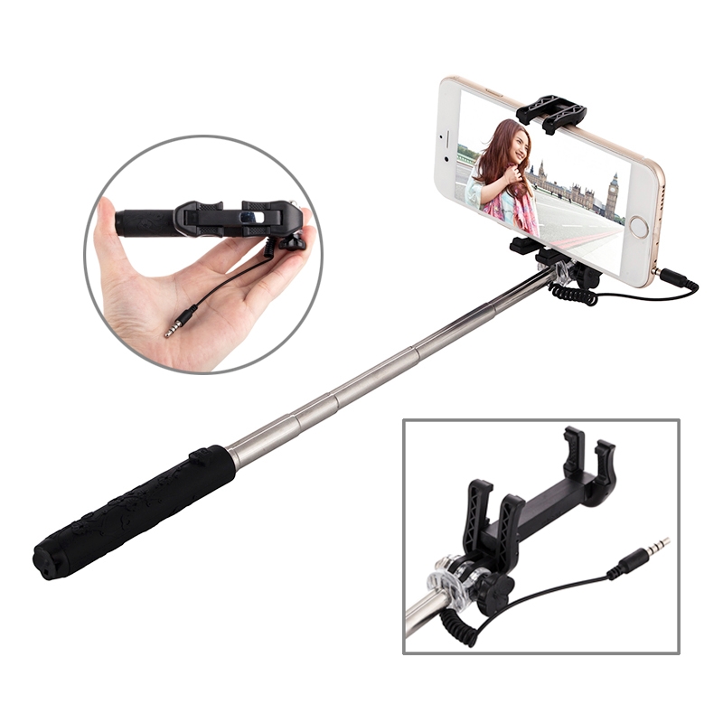 Palo Selfie Flores con control por cable de sonido. Longitud 12.5cm Palo Selfie Flores con control por cable de sonido. Longitud 12.5cm